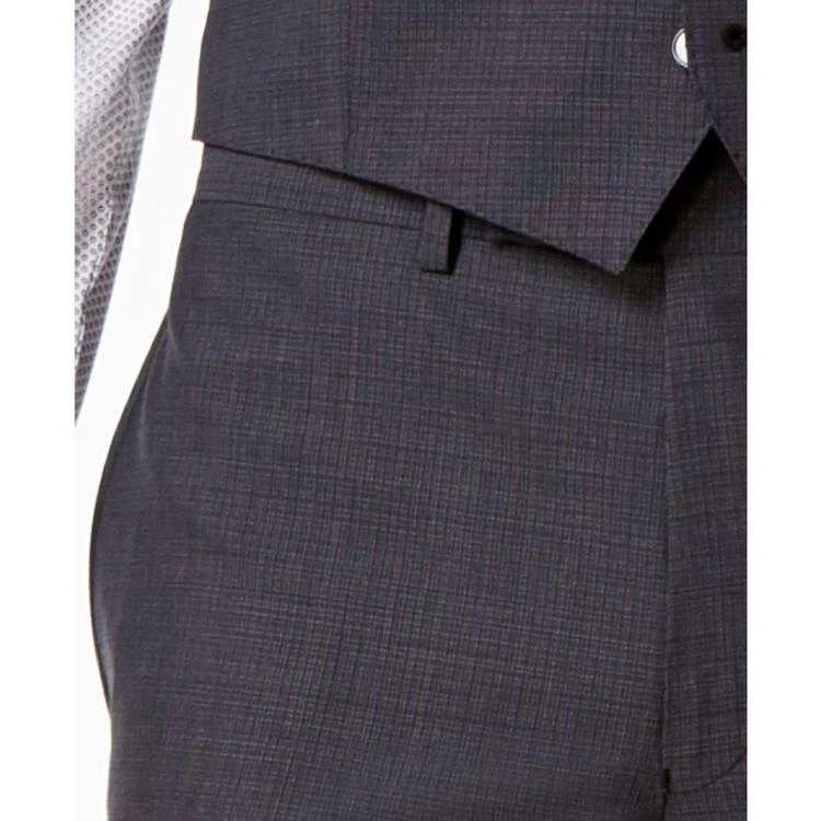 Men's Slim-Fit Black and Charcoal Neat Vested Suit 商品