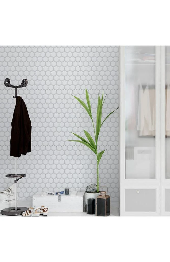 商品WALPLUS|Classic Hexa Premium White Glossy 3D Sticker Tile 28 x 20cm (11 x 8 in) - Pack of 8,价格¥281,第1张图片