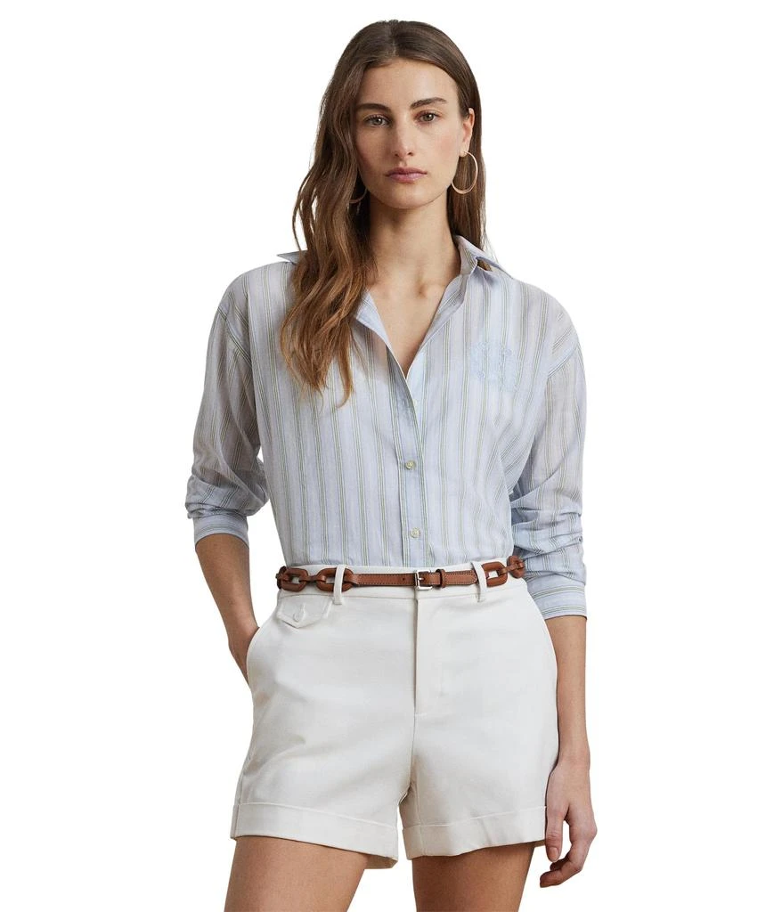商品Ralph Lauren|Oversize Striped Cotton Voile Shirt,价格¥1089,第1张图片