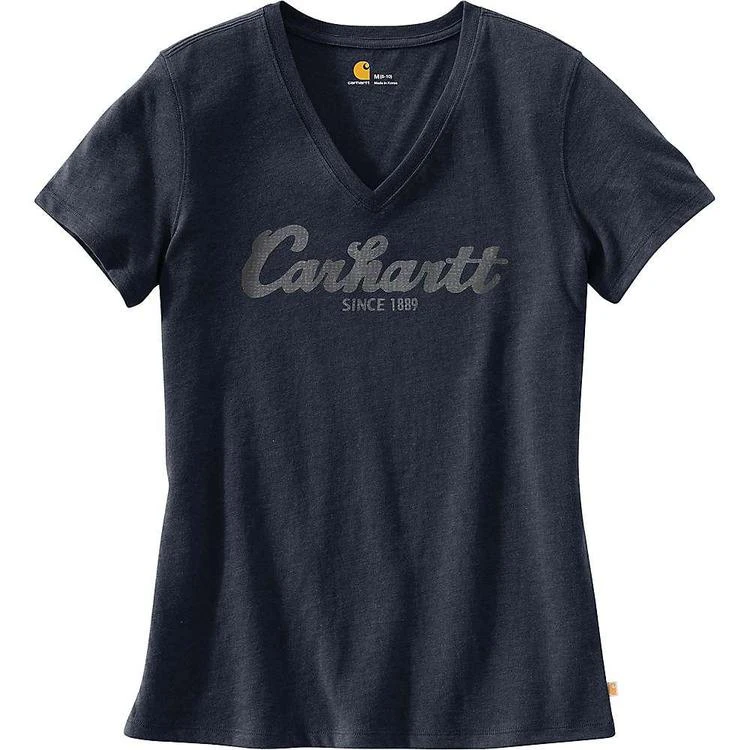 商品Carhartt|Carhartt Women's Lockhart Graphic Script Logo SS V-Neck T-Shirt,价格¥124,第1张图片