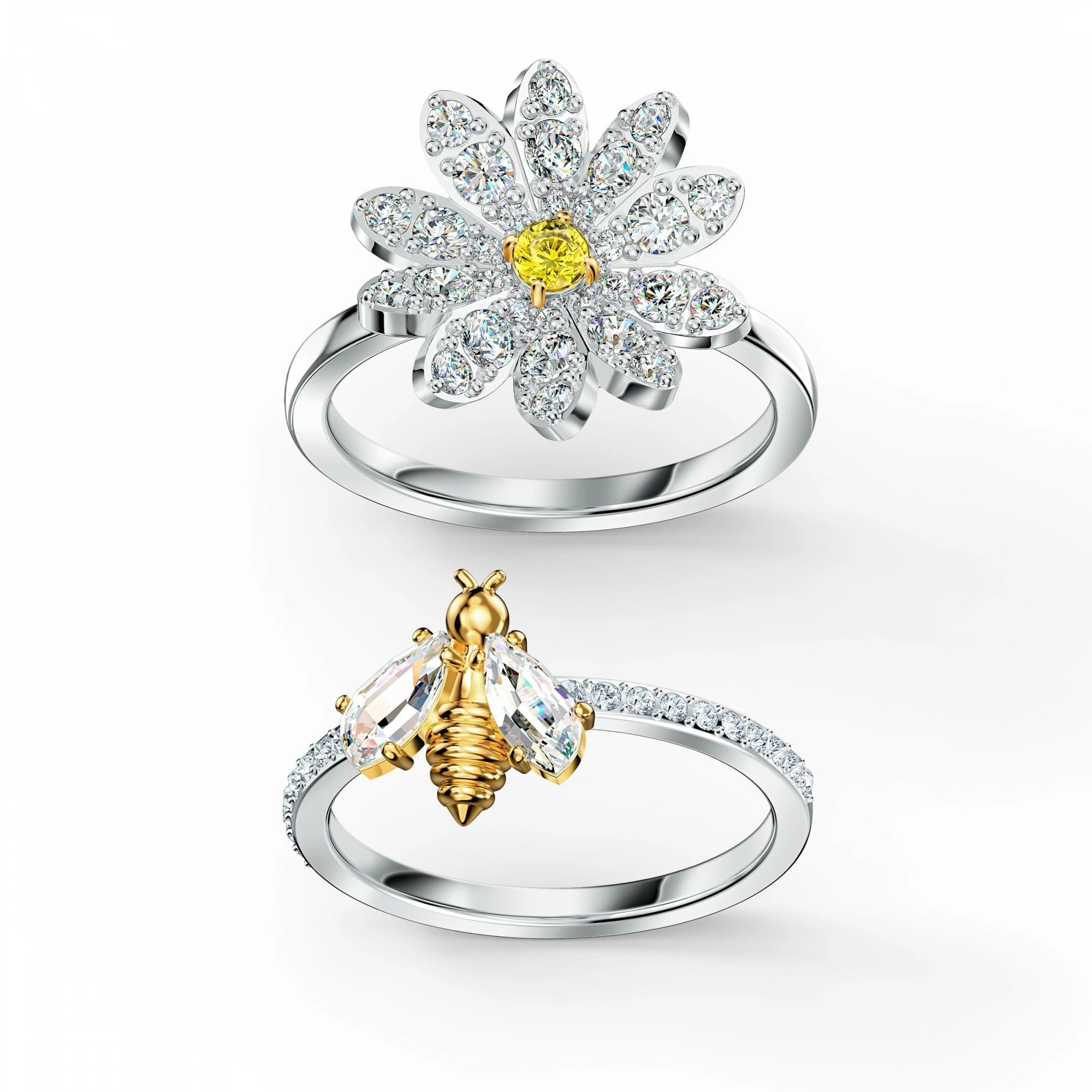 商品Swarovski|SWAROVSKI 女士银色永恒之花戒指套装 5534937,价格¥509,第1张图片