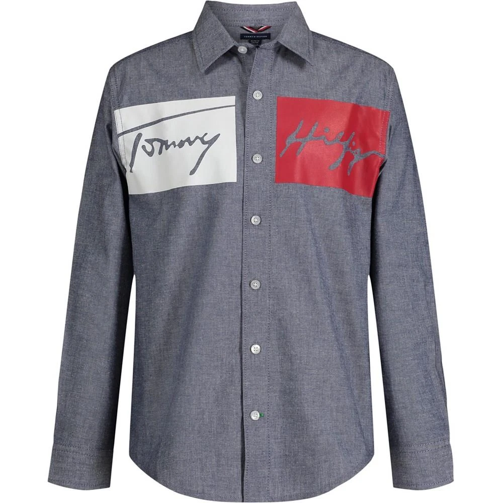 商品Tommy Hilfiger|Big Boys Long Sleeve Uptown Chambray Shirt,价格¥163,第1张图片