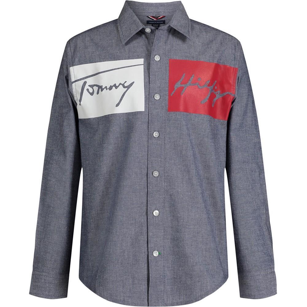 商品Tommy Hilfiger|Big Boys Long Sleeve Uptown Chambray Shirt,价格¥124,第1张图片