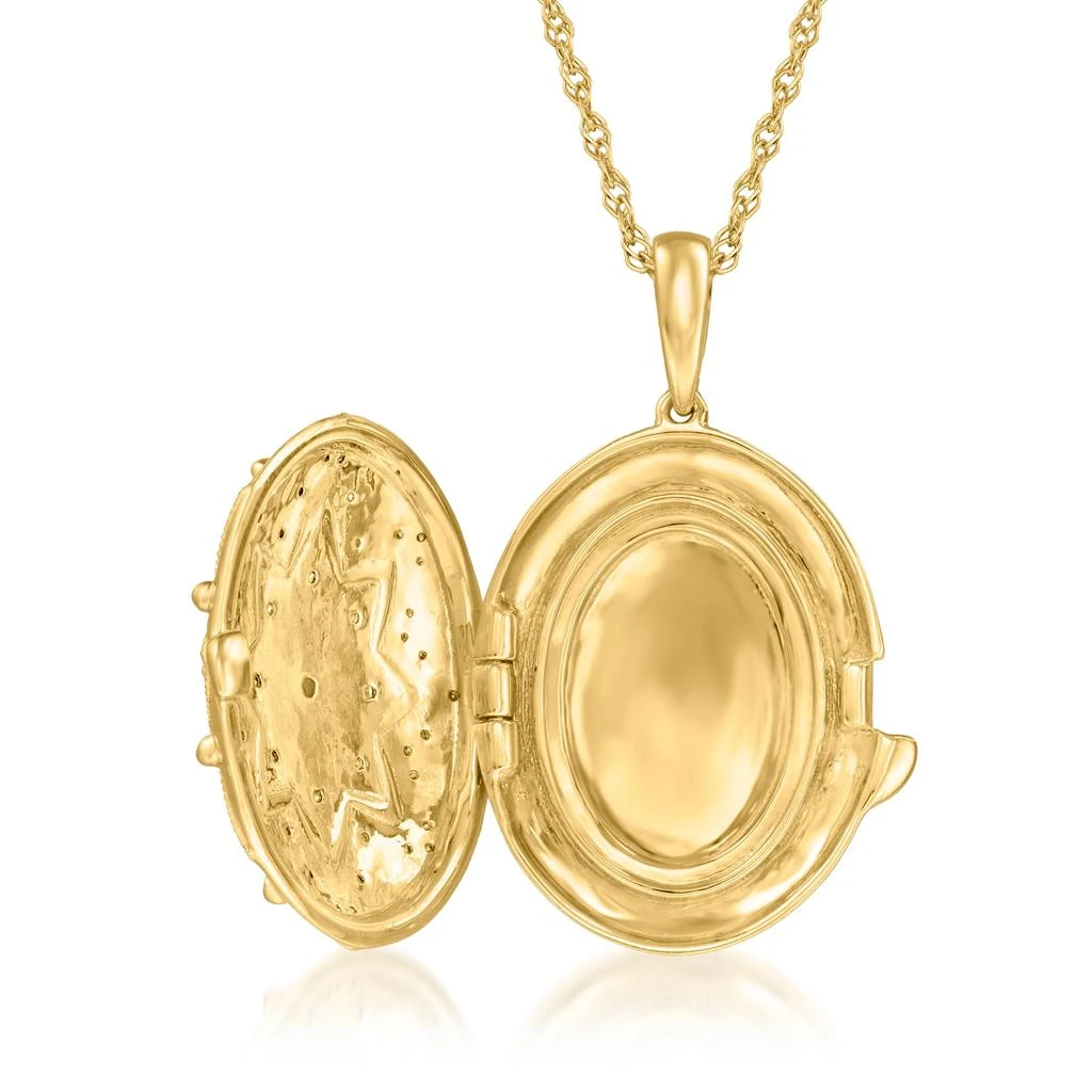 商品Ross-Simons|Ross-Simons Diamond Floral Locket Pendant Necklace in 18kt Gold Over Sterling,价格¥978,第2张图片详细描述