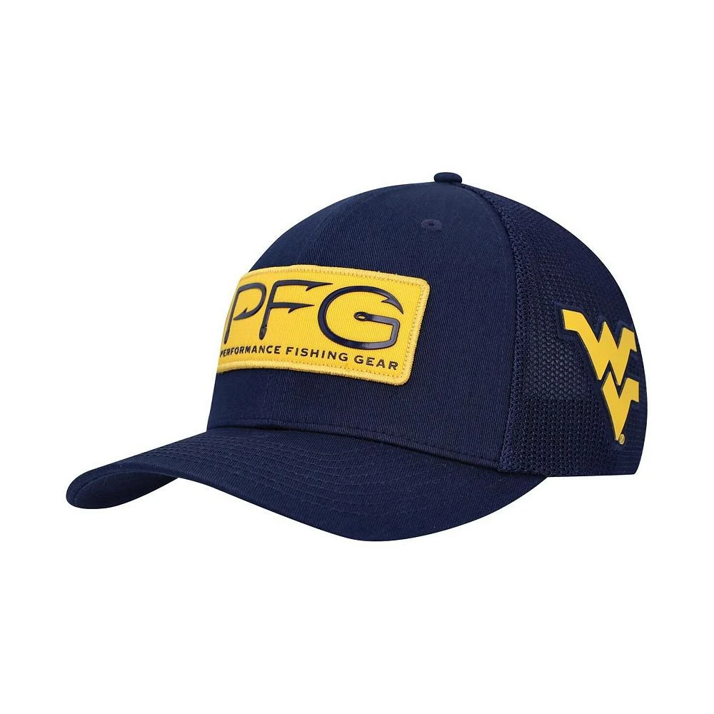 商品Columbia|Men's Navy West Virginia Mountaineers PFG Hooks Flex Hat,价格¥184,第1张图片