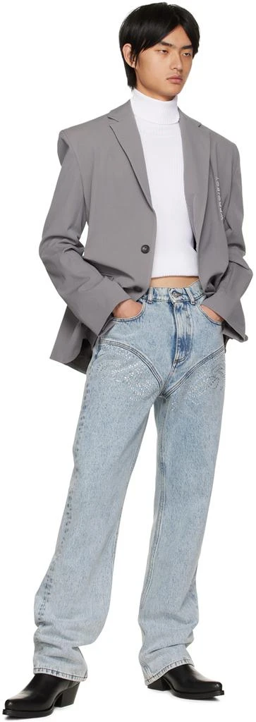 商品Y/Project|SSENSE Exclusive Blue Crystal Straight Jeans,价格¥3648,第4张图片详细描述