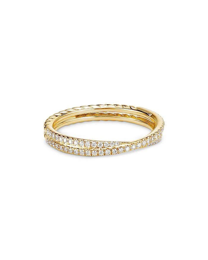 商品David Yurman|18K Yellow Gold DY Crossover® Micro Pavé Band Ring,价格¥14295,第1张图片详细描述