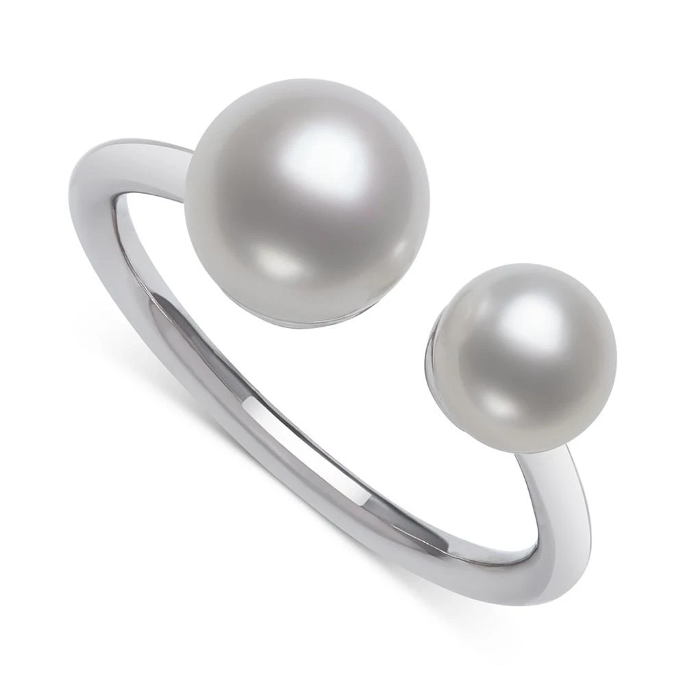 商品Belle de Mer|Cultured Freshwater Button Pearl (5 & 7mm) Cuff Ring in Sterling Silver,价格¥393,第1张图片