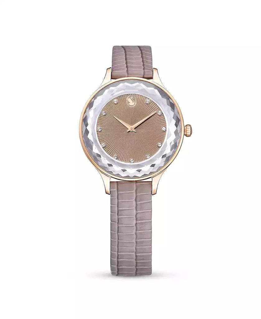 商品Swarovski|Women's Analog Swiss Made Octea Nova Gray Leather Strap Watch, 33mm,价格¥1831,第1张图片