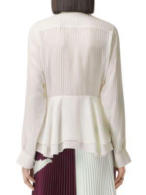 商品Burberry|Leah Striped Silk Peplum Blouse,价格¥3760,第4张图片详细描述