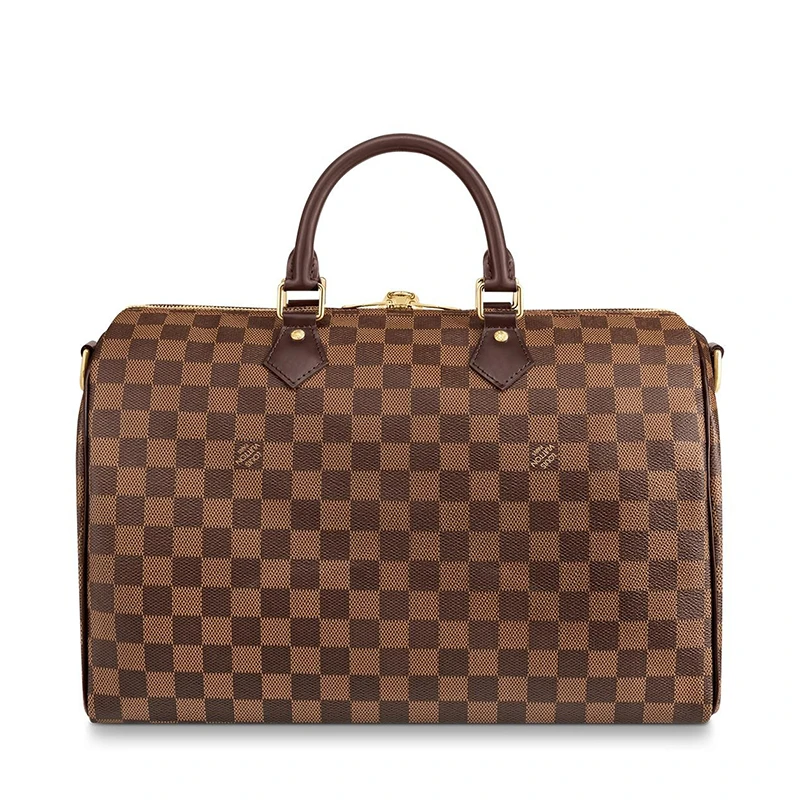 预售10天 Louis Vuitton/路易威登 经典款SPEEDY 35系列 女士乌木色棋盘格帆布饰皮革滚边金扣配可拆卸肩带拉链开合单肩斜挎手提包N41366 商品