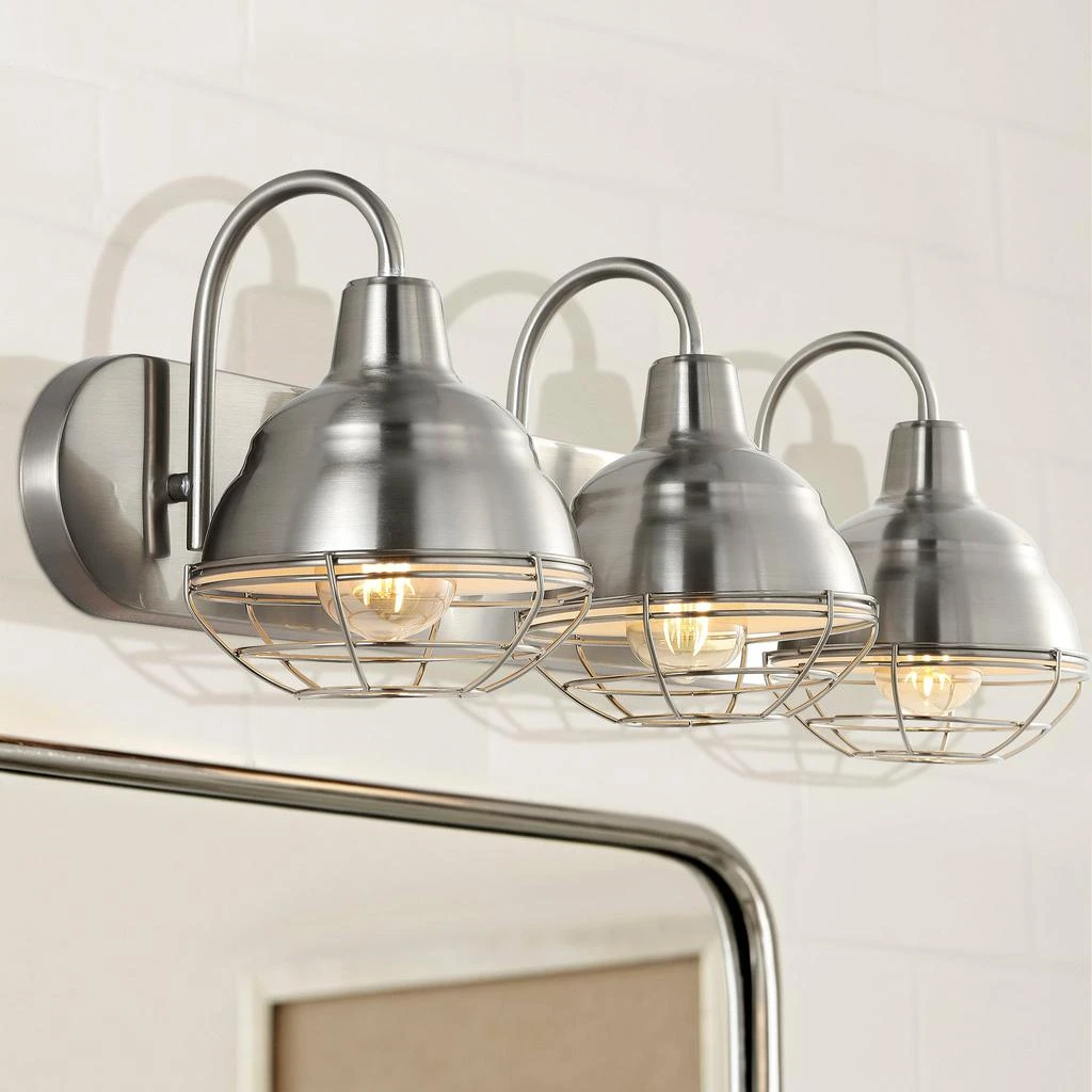 商品JONATHAN Y|Levi 24.5" 3-Light Industrial Farmhouse Iron LED Vanity,价格¥1122,第1张图片