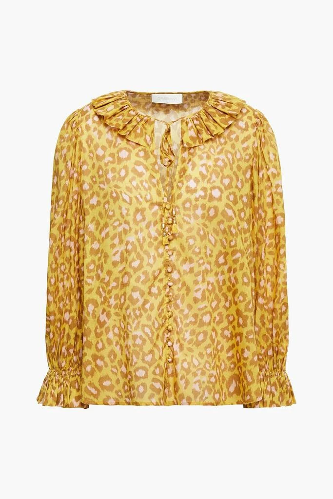 商品Zimmermann|Ruffle-trimmed leopard-print cotton-gauze blouse,价格¥635,第1张图片