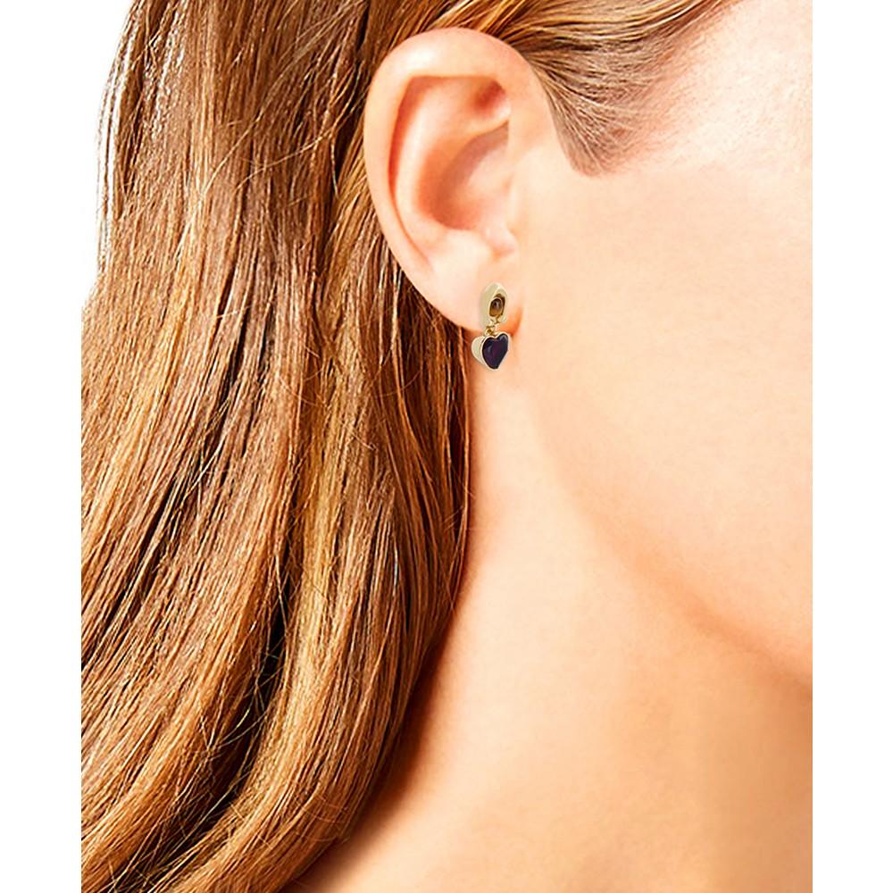 Gold-Tone Signature C & Gemstone Heart Drop Earrings商品第3张图片规格展示