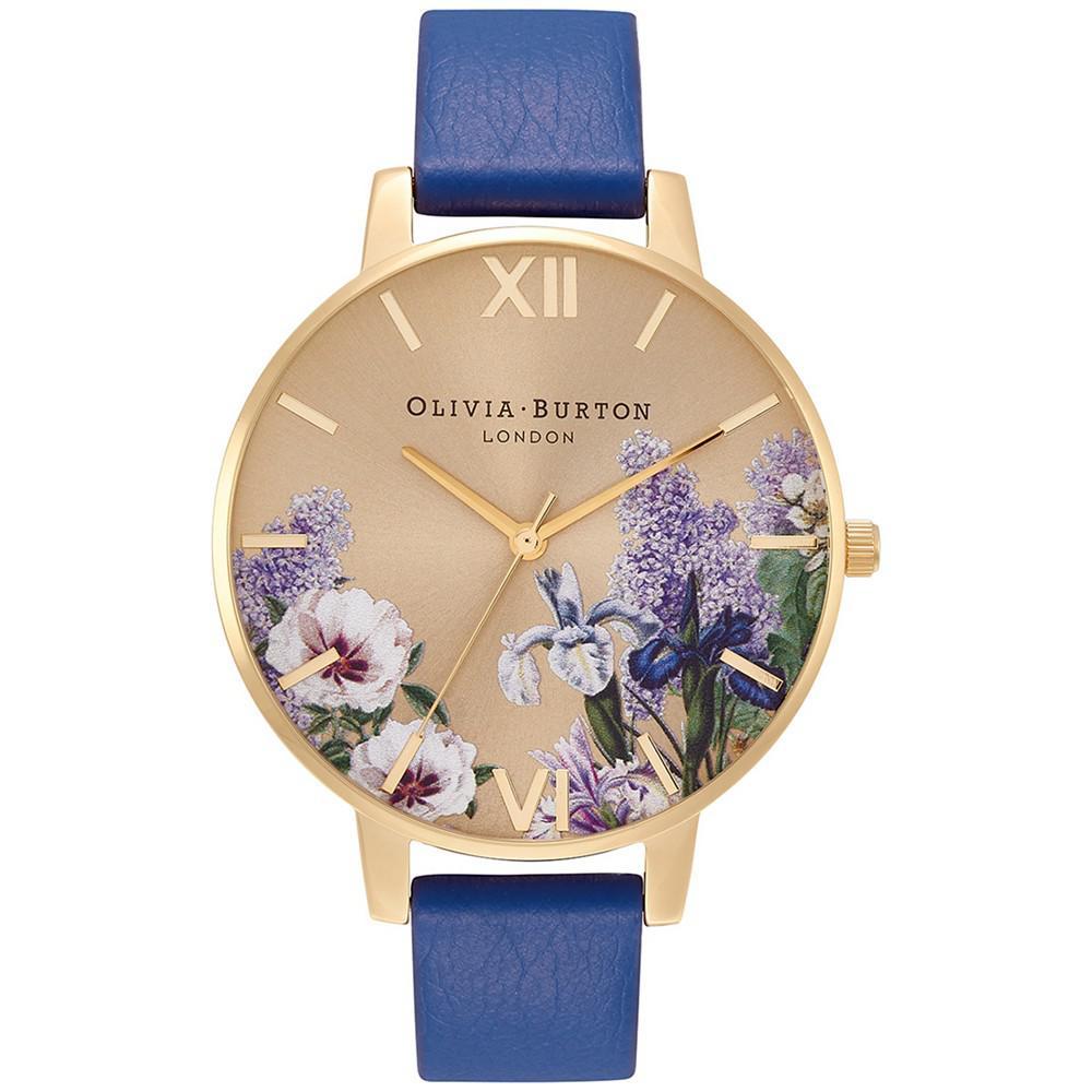商品Olivia Burton|Women's Secret Garden Navy Vegan Leather Strap Watch,价格¥719,第1张图片