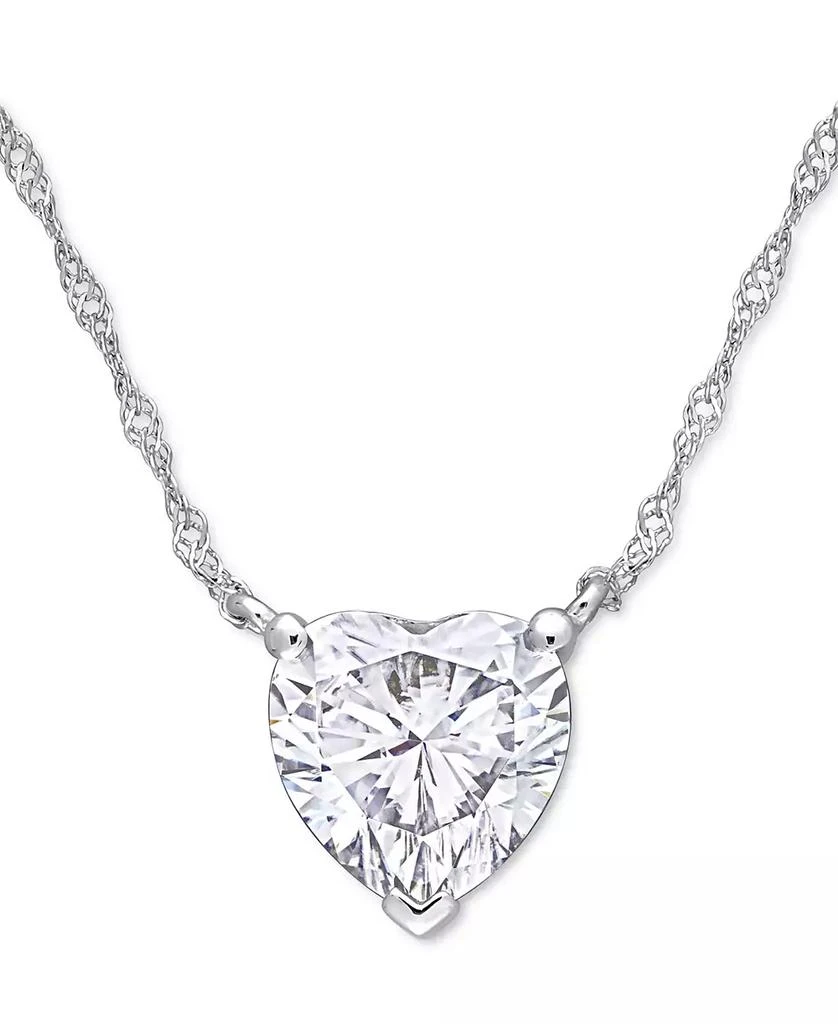 商品Macy's|Lab-Grown Moissanite Heart Solitiare 17" Pendant Necklace (2 ct. t.w.) in 10k White Gold,价格¥3796,第1张图片