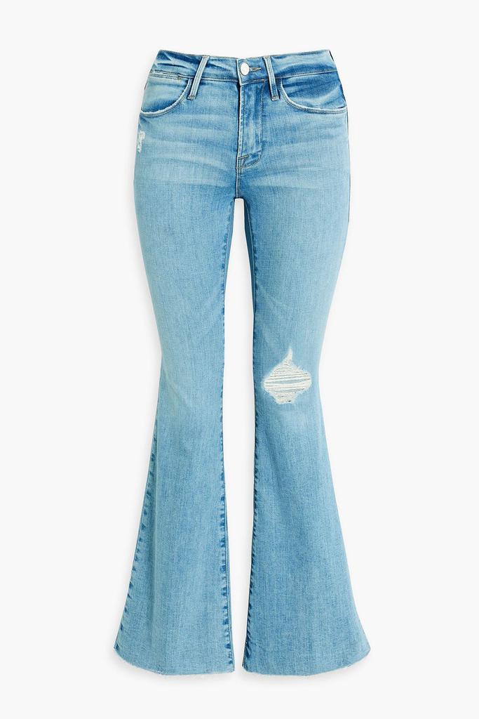 Le Pixie distressed high-rise flared jeans商品第3张图片规格展示