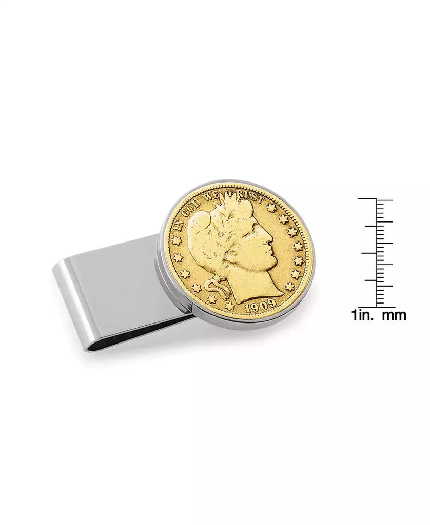 商品American Coin Treasures|Men's Gold-Layered Silver Barber Half Dollar Stainless Steel Coin Money Clip,价格¥673,第2张图片详细描述