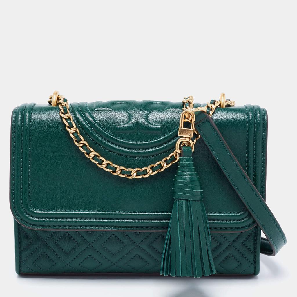 商品[二手商品] Tory Burch|Tory Burch Green Leather Fleming Shoulder Bag,价格¥2565,第1张图片