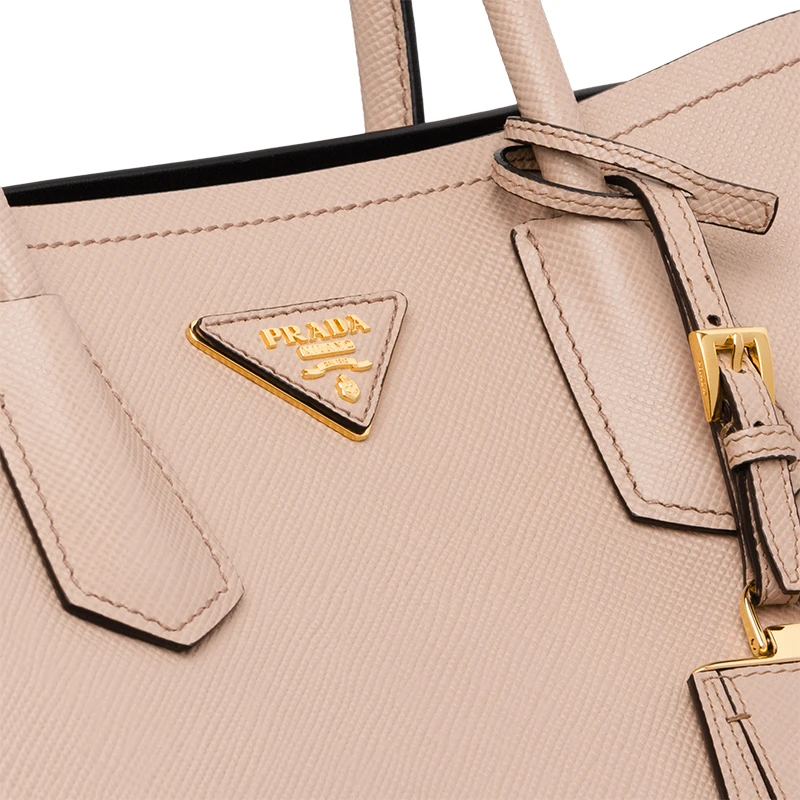 PRADA/普拉达 22新款 double系列 女士粉色saffiano十字纹皮革拆卸吊饰金�色标志双皮手柄手提斜挎包1BG887_2A4A_F0UDW_V_OOO 商品