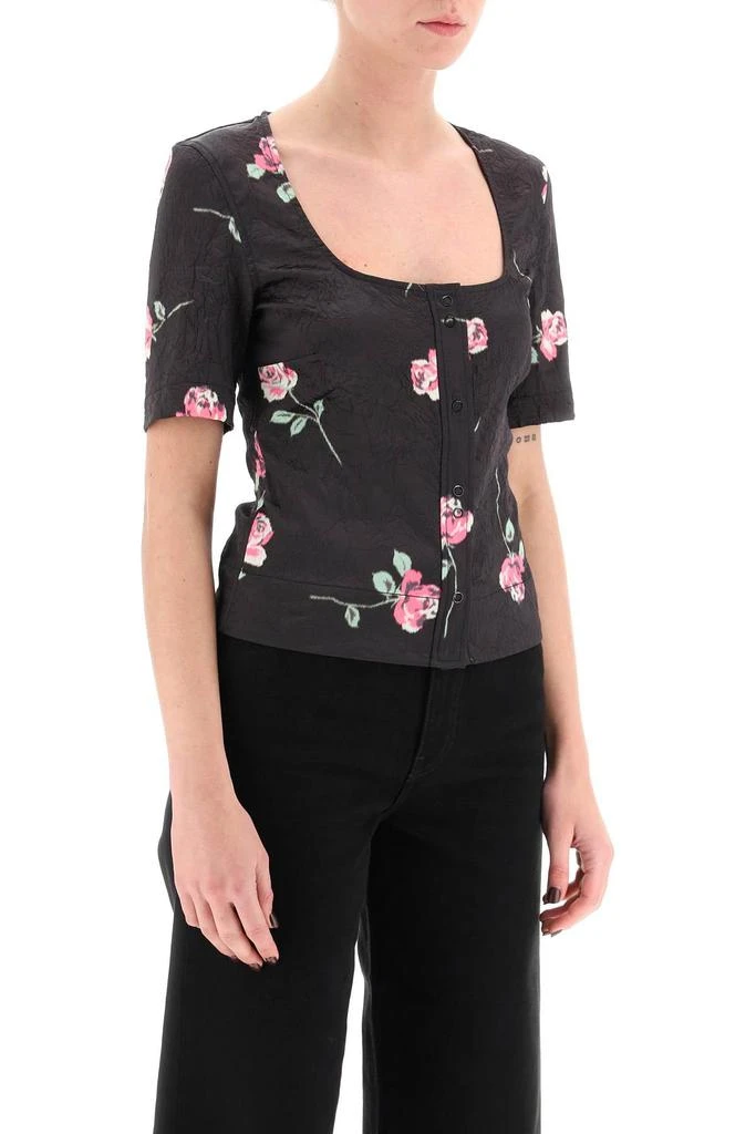 商品Ganni|Floral Crinkle Effect Satin Top,价格¥795,第3张图片详细描述