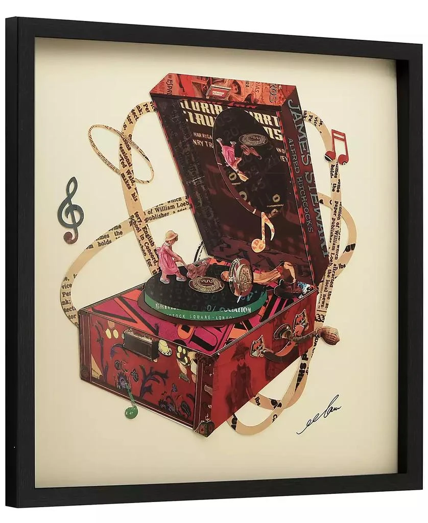 商品Empire Art Direct|"Wind Up 78 "Hand-made dimensional music box art collage, under glass, encased on a black shadow box frame, 25" x 25" x 1.4",价格¥1178,第2张图片详细描述