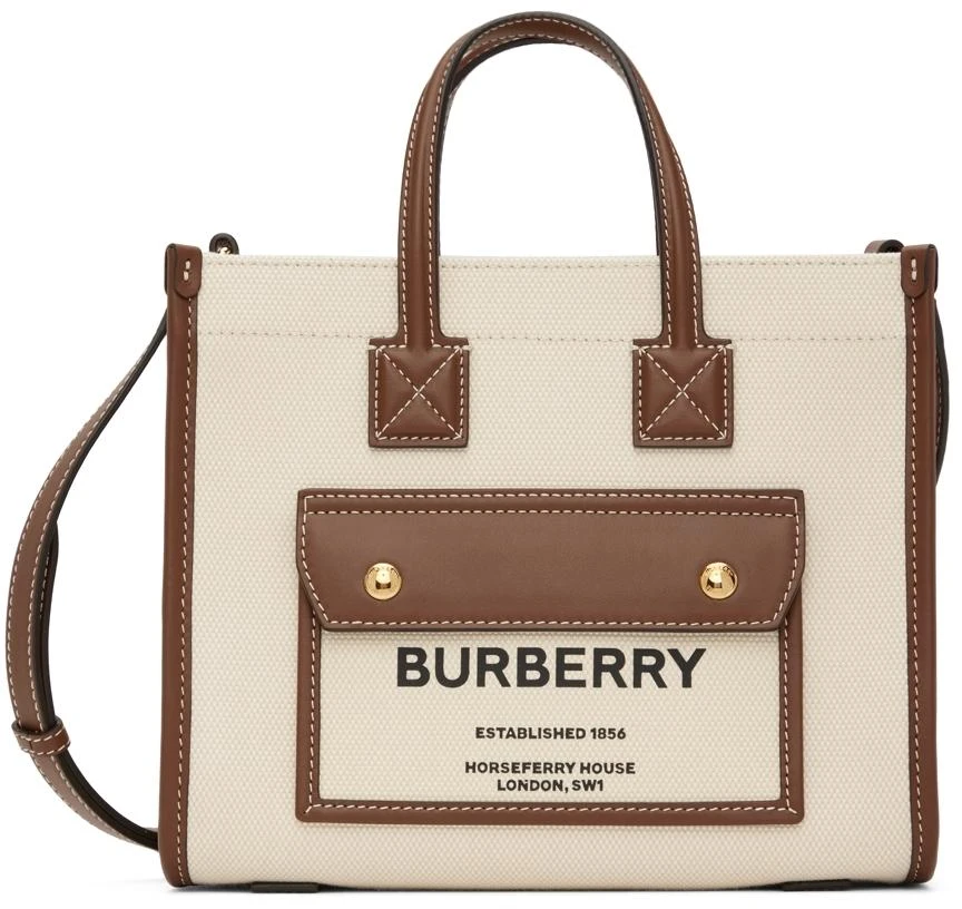 商品Burberry|灰白色迷你 Freya 托特包,价格¥12219,第1张图片