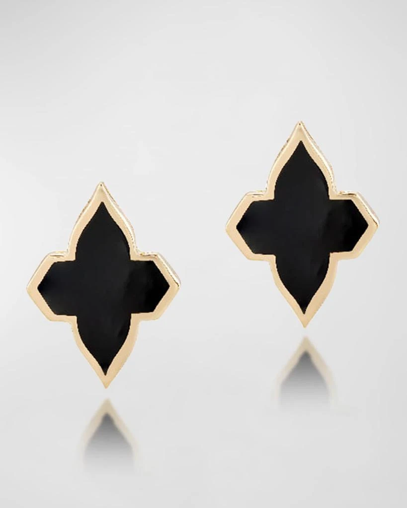 商品Farah Khan Atelier|18K Yellow Gold Piano Black Minimalistic Earrings,价格¥5366,第1张图片