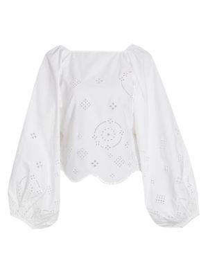 女式 Broderie Anglaise 棉质衬衫商品第6张图片规格展示