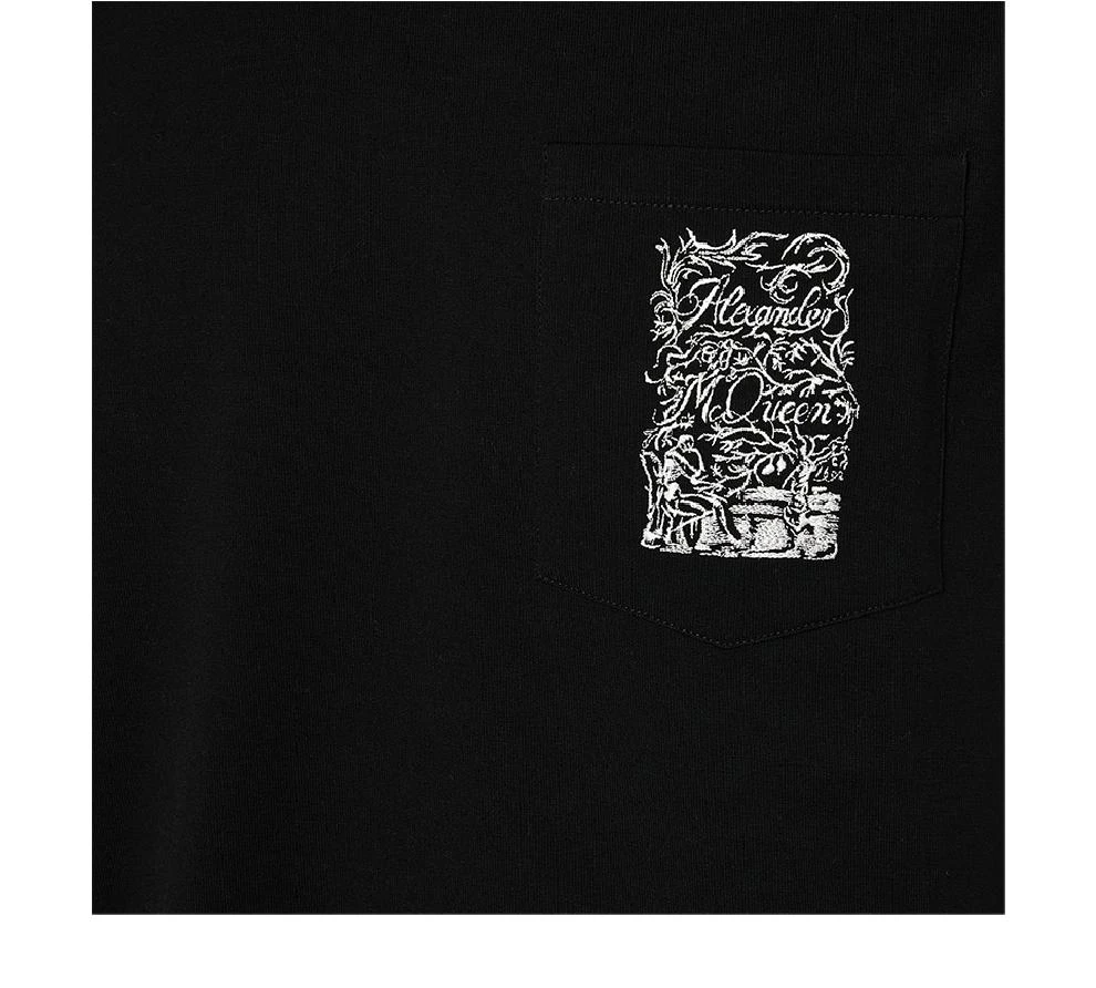 商品Alexander McQueen|男士黑色纯棉圆领印花口袋短袖T恤【香港仓极速发货】,价格¥2934,第5张图片详细描述