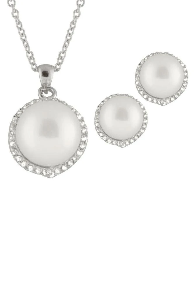 商品Splendid Pearls|7-8mm Freshwater Pearl & CZ Stud Earrings & Pendant Necklace Set,价格¥820,第1张图片