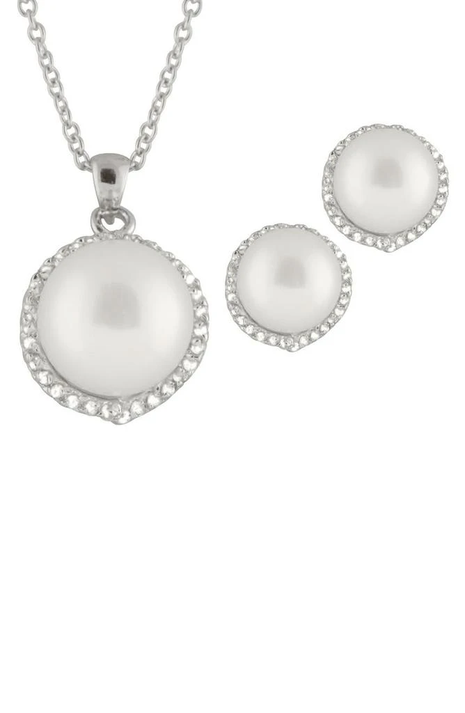 商品Splendid Pearls|7-8mm Freshwater Pearl & CZ Stud Earrings & Pendant Necklace Set,价格¥1012,第1张图片