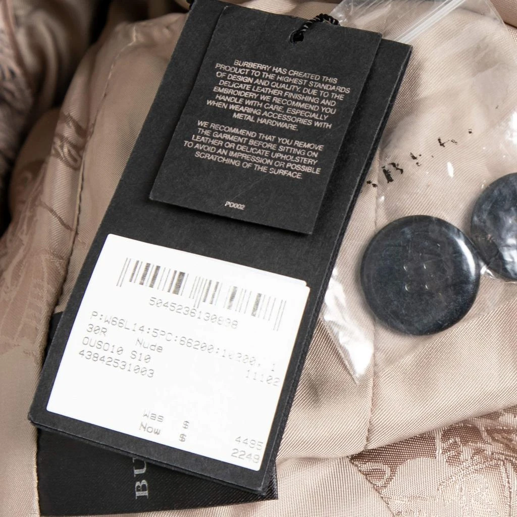 商品[二手商品] Burberry|Burberry Prorsum Cream Fringed Leather Double Breasted Coat S,价格¥4605,第5张图片详细描述