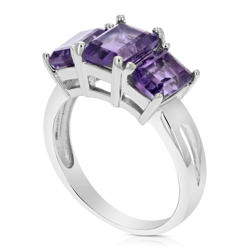 商品Vir Jewels|2.35 cttw 3 Stone Purple Amethyst Ring .925 Sterling Silver Rhodium Emerald,价格¥477,第2张图片详细描述