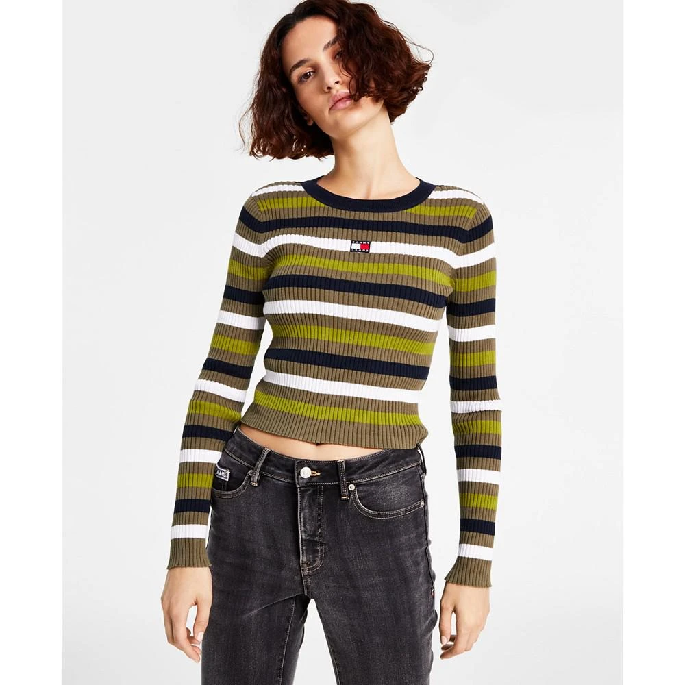 商品Tommy Jeans|Women's Cotton Striped Ribbed Sweater,价格¥95,第1张图片