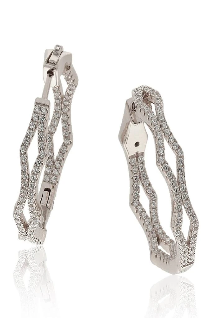 商品Suzy Levian|Sterling Silver 29mm CZ Hoop Earrings,价格¥985,第1张图片