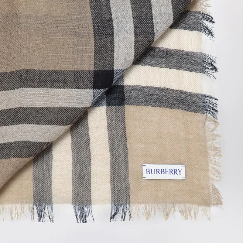 商品Burberry|Beige Check Pattern Scarf,价格¥3099,第3张图片详细描述