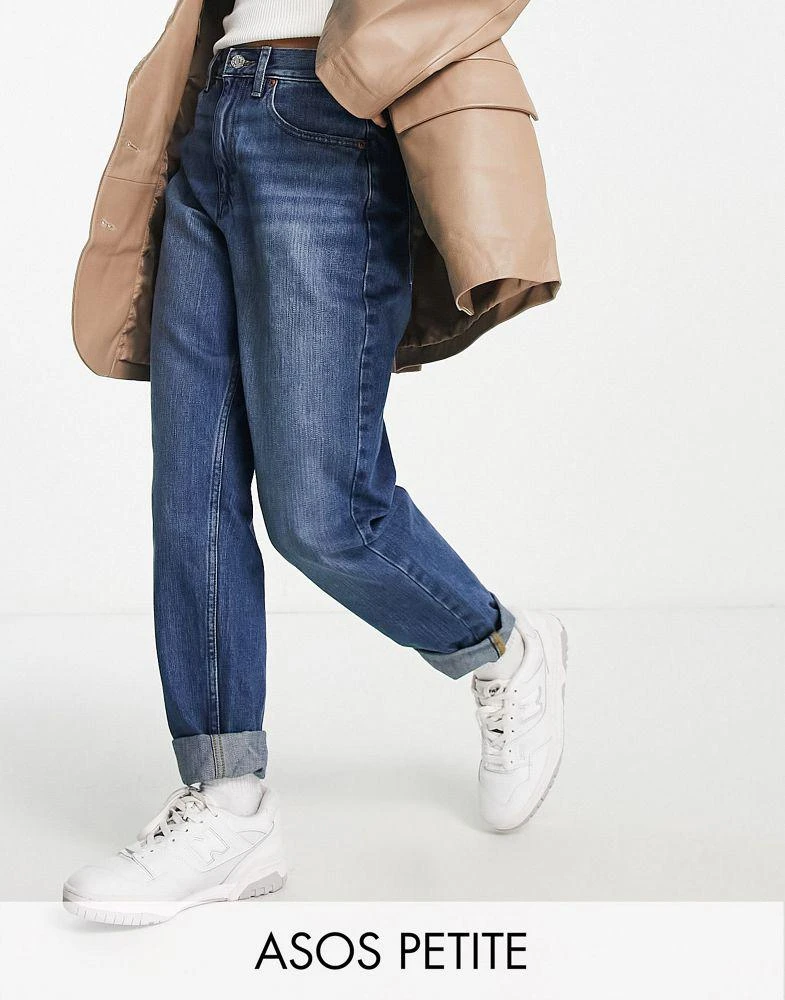 商品ASOS|ASOS DESIGN Petite slouchy mom jean in mid blue,价格¥138,第2张图片详细描述