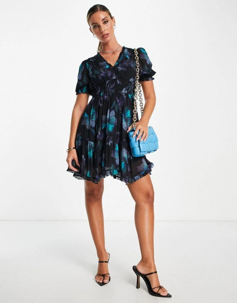 商品ALL SAINTS|AllSaints Via Ceres butterfly print mini dress in black,价格¥1685,第4张图片详细描述