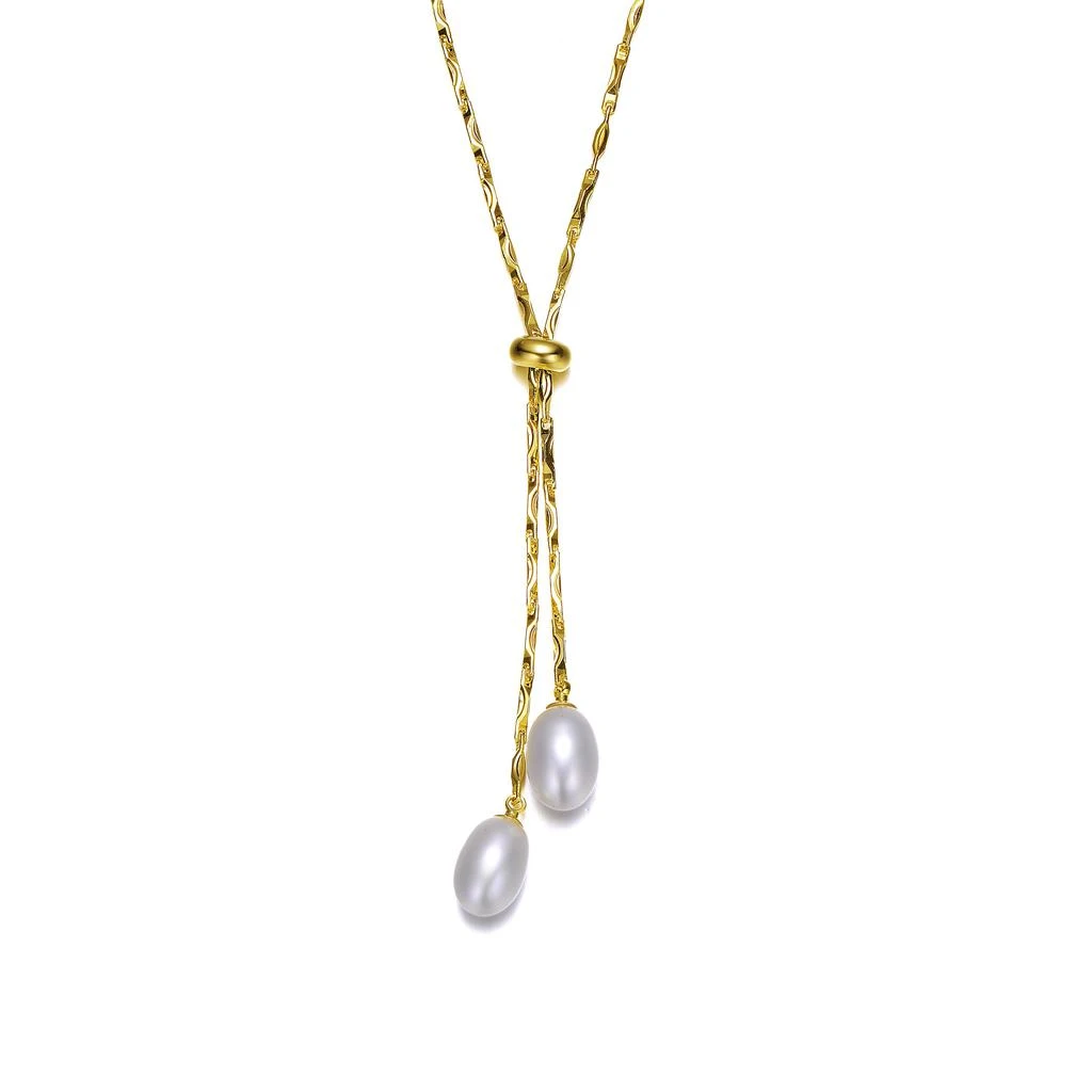 商品Rachel Glauber|14k Gold Plated Pearl And Cubic Zirconia Y Neck Necklace,价格¥370,第1张图片