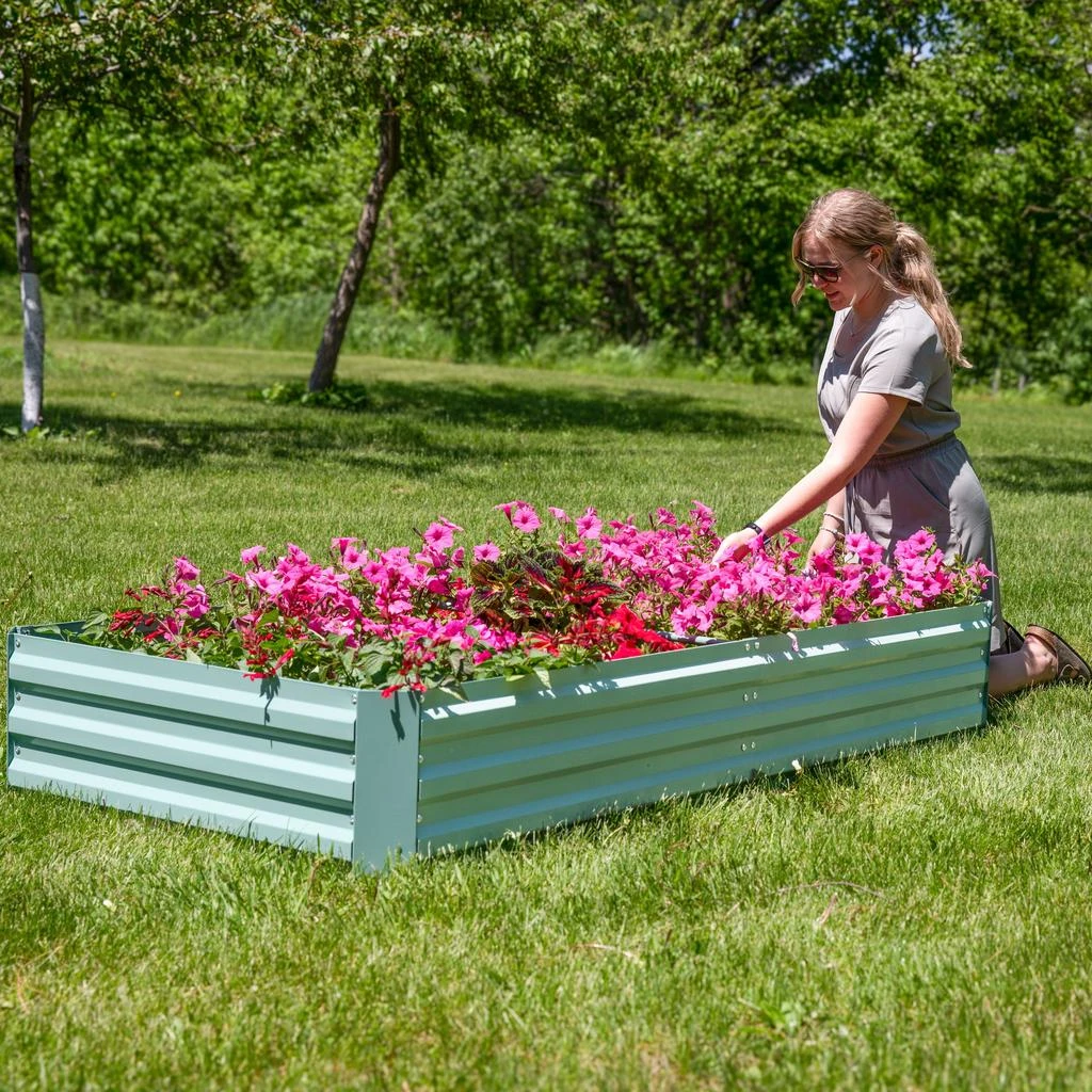 商品Sunnydaze|Galvanized Steel Rectangle Raised Garden Bed - 3' x 6',价格¥747,第5张图片详细描述