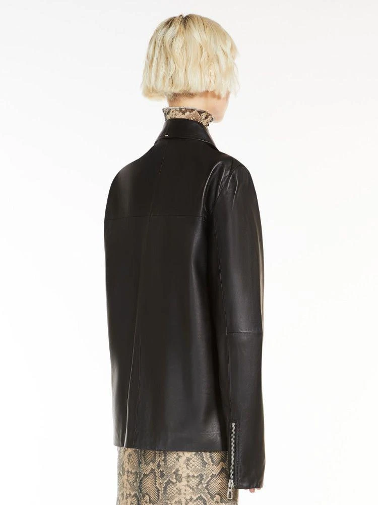 商品MAX MARA SPORTMAX|GEL LEATHER JACKET BLACK,价格¥4644,第4张图片详细描述