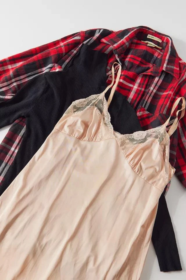商品Urban Renewal|Urban Renewal Vintage Punk Princess Flannel Shirt, Turtleneck Top & Slip Dress 3-Piece Set,价格¥112,第2张图片详细描述