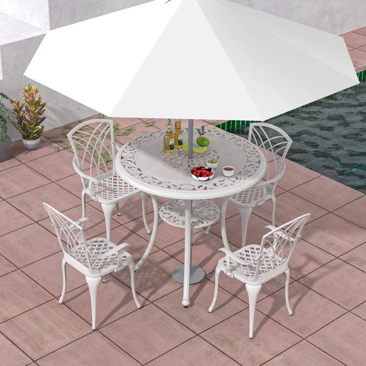 商品Hivvago|31.5 Inch Round Patio Dining Table for 4 Cast Aluminum with 2-Inch Umbrella Hole,价格¥2433,第3张图片详细描述