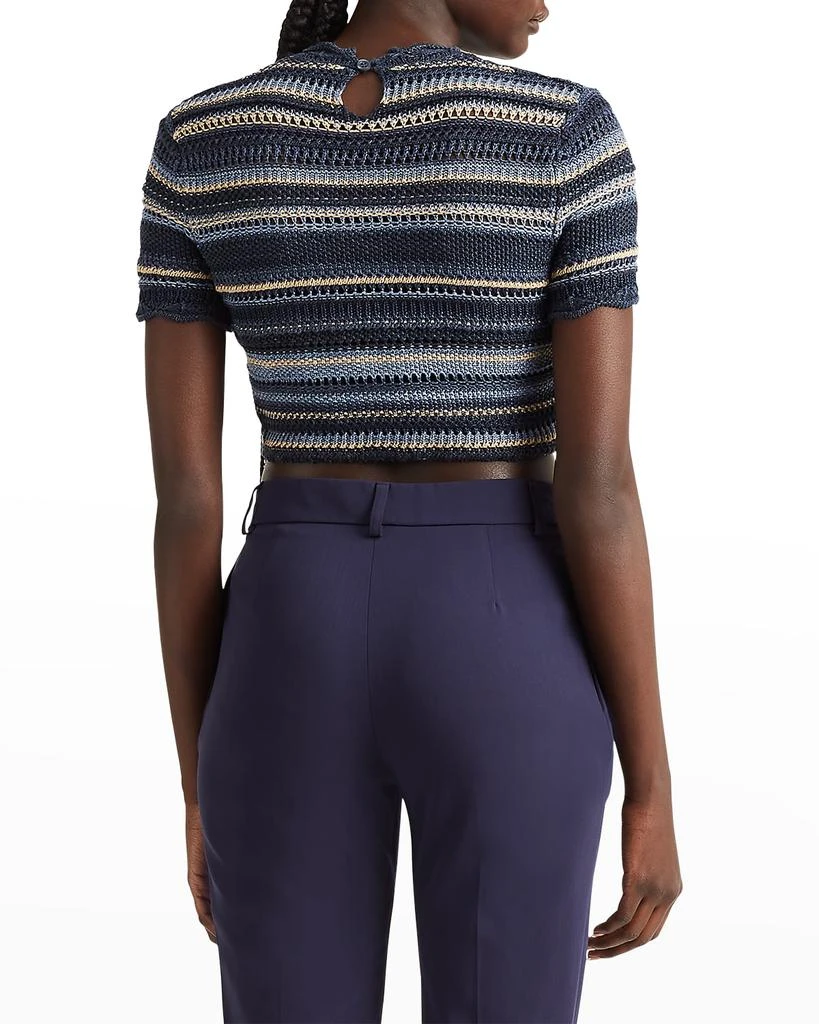商品Ralph Lauren|Striped Crochet-Knit Crop Sweater,价格¥1886,第4张图片详细描述
