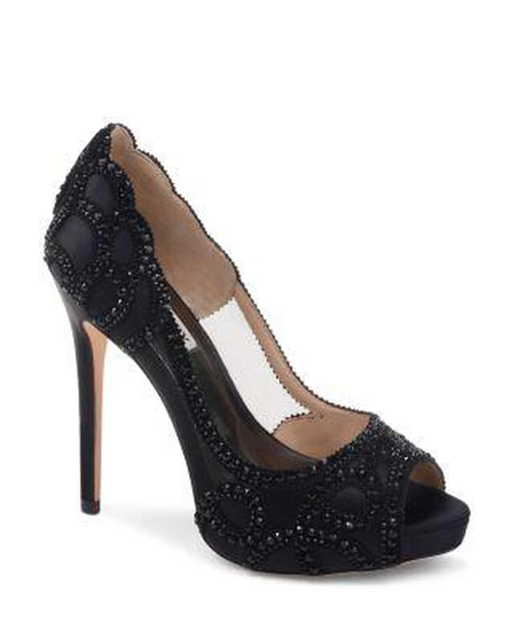 商品Badgley Mischka|Women's Witney Embellished Satin & Mesh Platform High-Heel Pumps ,价格¥981,第1张图片