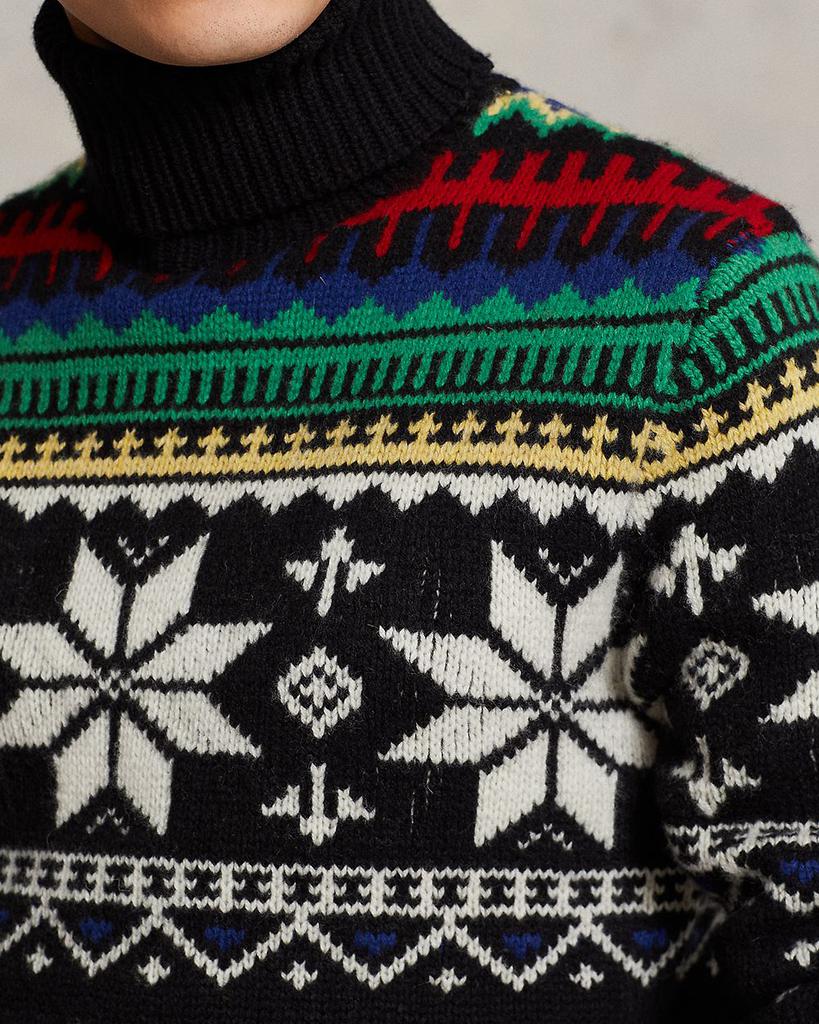 Wool Fair Isle Intarsia Knit Regular Fit Turtleneck Sweater商品第6张图片规格展示