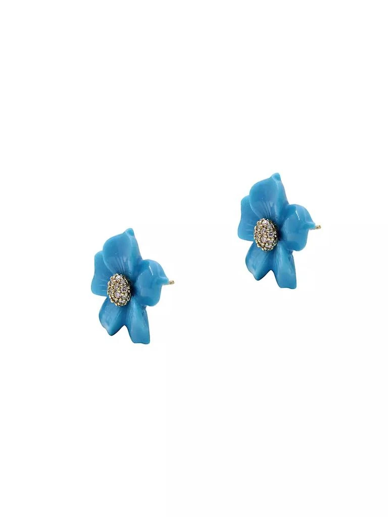 商品Stephen Dweck|Luxury 18K Gold, 0.40 TCW Diamond & Natural Blue American Turquoise Flower Earrings,价格¥19030,第2张图片详细描述