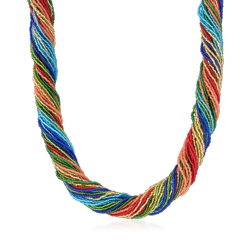 商品Ross-Simons|Italian Multicolored Murano Glass Bead Torsade Necklace With 18kt Gold Over Sterling,价格¥1105,第1张图片