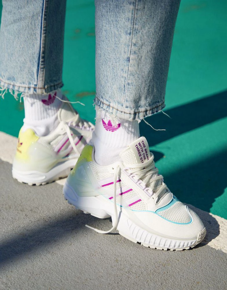 商品Adidas|adidas Originals ZX Wavian trainers in off white with purple and mint detail,价格¥508,第1张图片